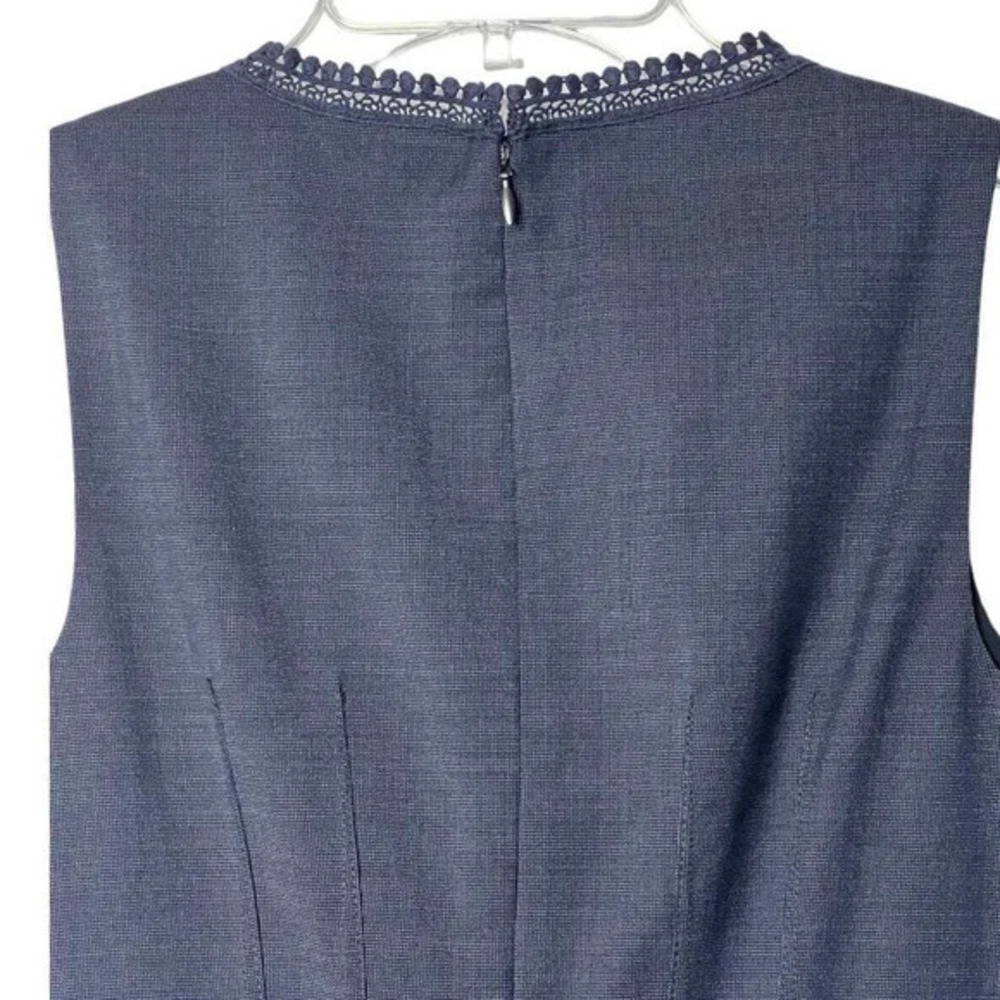 "Elie Tahari Navy Sheath Dress Size 0 Lace Trim Work Office - Picture 3 of 8